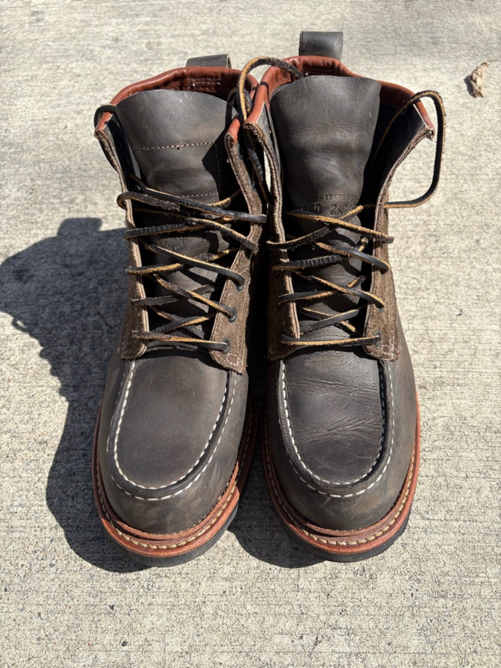 Red Wing Irish Setter Dark Brown Moc Toe Leather Work Boots